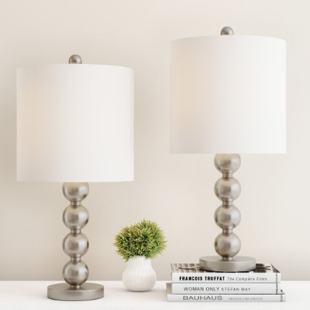 HASTINGS HOME Hastings Home Stacked Ball Table Lamp Set, Silver 439479ZWR